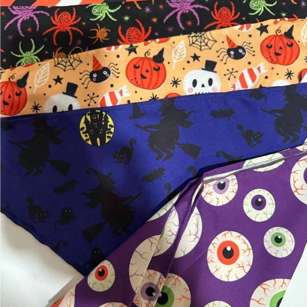 SANWUTA  Halloween Dog triangle Bandanas set of 10 Halloween print size XL